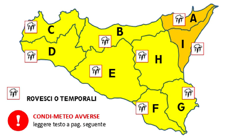 Allerta arancione in Sicilia orientale