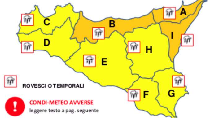 Allerta arancione Sicilia, piogge e temporali al Sud